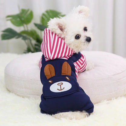 Striped Dog Hoodie Winter Outfit
