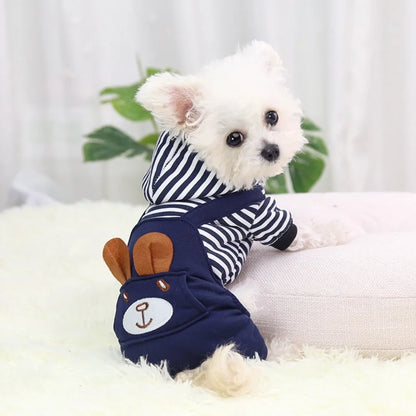 Striped Dog Hoodie Winter Outfit