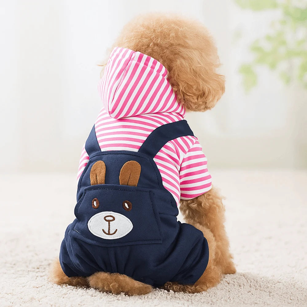Striped Dog Hoodie Winter Outfit